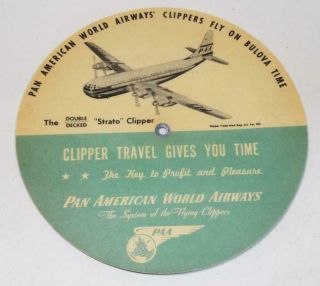 Vintage Pan American Airways World Time Calculator,  Strato Clipper,  Uk Post