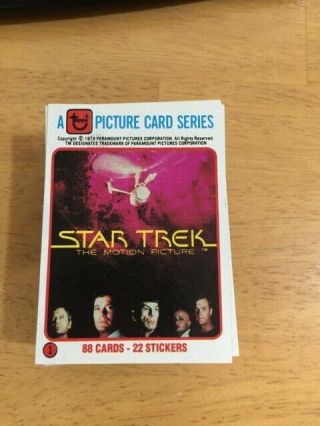 1979 Topps Star Trek The Motion Picture 88 Card Set,  20 Stickers Missing 2 Stic