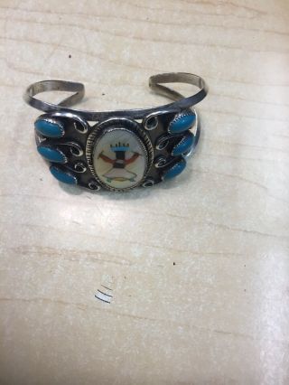 Native American Silver Bracelet Hand Signed 5