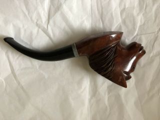 2 Vintage Pipes Carved Wood Bowl In Shape Of Horses Head 3