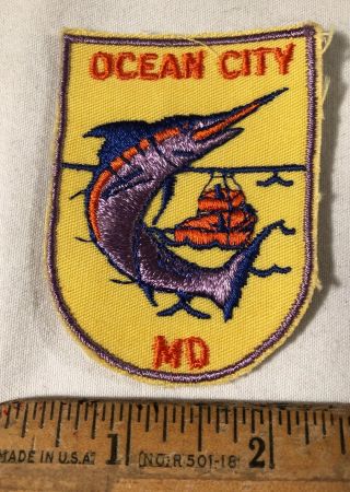 Vintage Ocean City Maryland Swordfish Marlin Travel Souvenir Patch Voyager