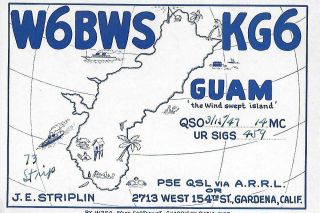 1947 W6bws Kg6 Guam An Otto Eppers Design Qsl Radio Card