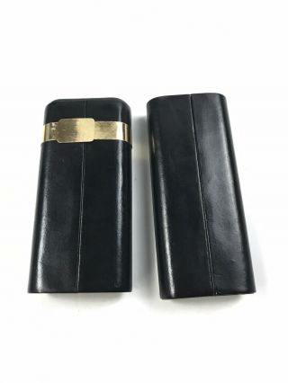Craftsman ' s Bench Black Leather Cigar Travel Case Cedar Lined Humidor 4