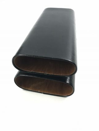 Craftsman ' s Bench Black Leather Cigar Travel Case Cedar Lined Humidor 5
