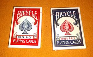 Vintage Bicycle Rider Back Blue & Red Playing Poker Cards Blue 808