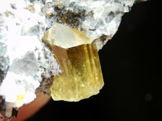 A 100 Natural Translucent Yellow Apatite Crystal In Matrix From Mexico 114gr E