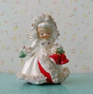 Spaghetti Art Ermine Angel Christmas Figurine Candle Holder 1958 Holt Howard