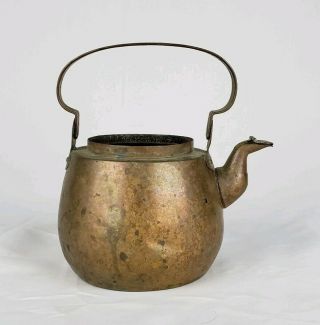 Antique Small Gooseneck Copper Teapot Kettle Dovetailed Rev War Era Makers Mark