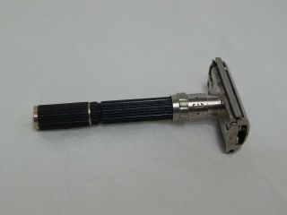 Vintage Gillette Adjustable Double Edge S2 S - 2 Safety Razor Black Handle