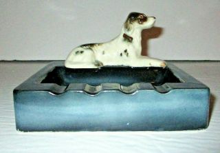 Antique Porcelain Hunting Dog Ashtray Spaniel Hound Ash Tray Vintage