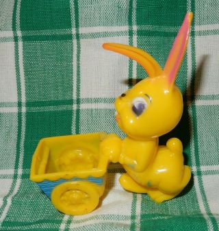 Rosen Rosbro Hard Plastic 1950s Bunny Rabbit With Cart Easter Decoration Toy D