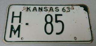 1963 Kansas Passenger Car License Plate Hamilton County
