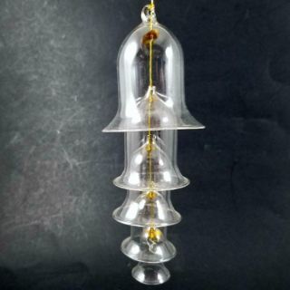 Vintage 5 Tier Clear Blown Glass Bells Christmas Ornament Nesting Chimes