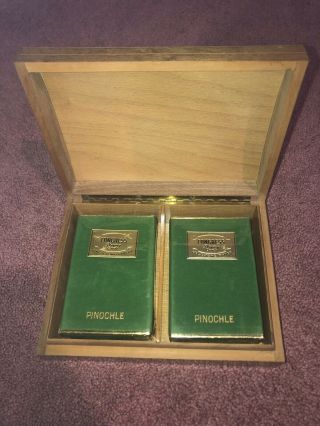 Two Vintage Pinochle Congress Cell - U - Tone Playing Card Decks With Case.
