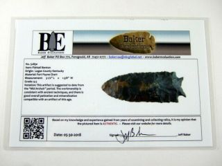 Rare Fine 3 1/2 inch Kentucky Fishtail Benton Point with Arrowheads 7