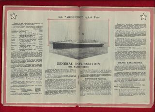 SS Megantic White Star Line Brochure Was Attacted By U - 43 During WW1 4