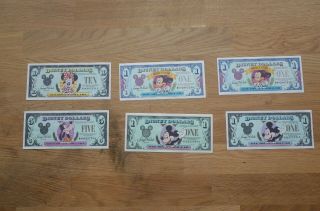 Disney Dollars Assorted Set 1991 - 1995