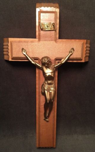 Wooden Last Rite Sick Call Box Crucifix - Wall Hanging Maple Cross