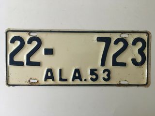 1953 Alabama License Plate Gloss 100 All Single Year (no Pairs)