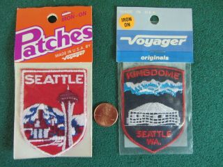 2 Vintage Seattle Space Needle Kingdome Mariners Patches