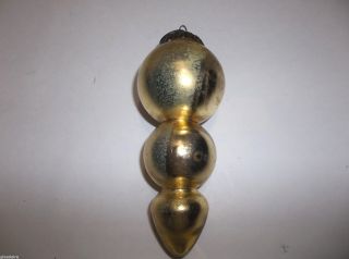 Vintage Kugel Christmas Tree Ornament Gold Teardrop 5.  5 "