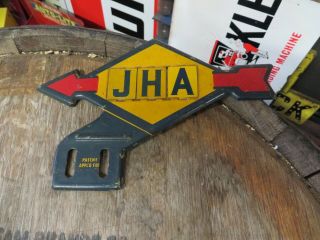 Antique Tin Sunoco Oil Gas License Plate Topper Advertising Sign Jha