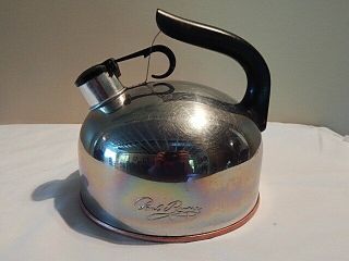Vintage Paul Revere Ware Copper Bottom Whistling Tea Kettle