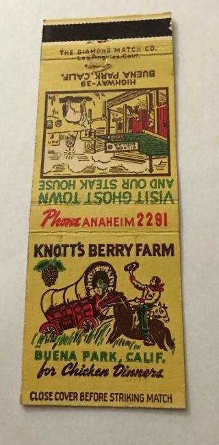 Vintage Matchbook Cover Matchcover Knott’s Berry Farm Buena Park Ca Stagecoach