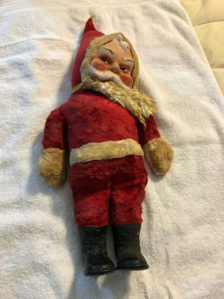 Vintage Large Vinyl Rubber Faced Santa Claus Red Suit Christmas Doll Toy
