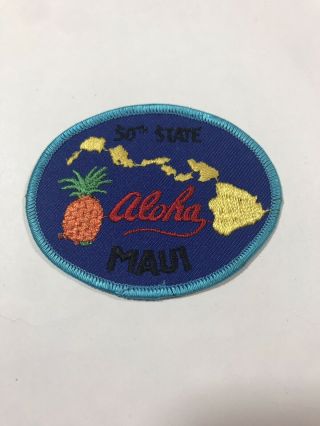 Vintage Embroidered Patch Badge Souvenir Travel State Hawaii Island Maui Aloha