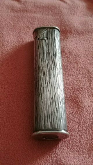 Vintage Dunhill Rollagas Textured Wood Silver Color Lighter