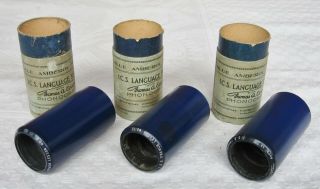 3 X Rare 2 - Minute Blue Amberol Edison Phonograph Cylinder Record I.  C.  S.  French