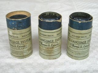3 X Rare 2 - minute Blue Amberol Edison Phonograph Cylinder Record I.  C.  S.  French 3