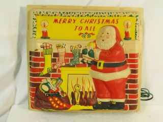 Vintage Glolite Merry Christmas To All Santa Claus Lighted Wall Hanging