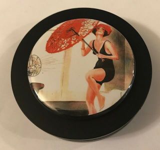 Vintage 1980s - - " Image Of 1920s Flapper Girl In Swimsuit With Umbrella "