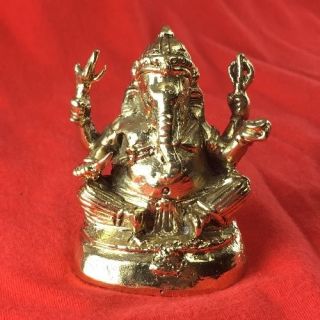 Ganesha Deity Ganesh Amulet Statue Hindu Brass Om Success Worship Shrine Altar
