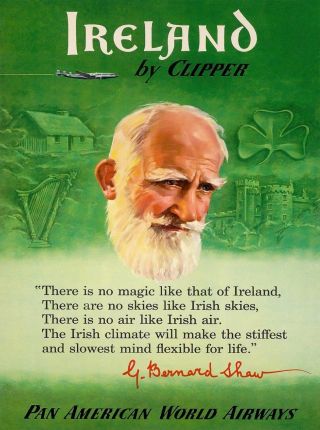 Ireland By Clipper Irish United Kingdom Vintage Travel Advertisement Poster