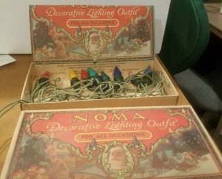 Antique Dated 1927 Noma Decorative Lighting Outfit Santa Christmas C6 Lights Box