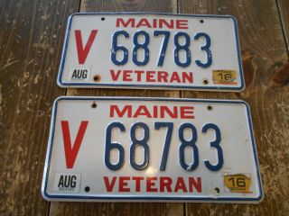Maine Veteran License Plate (2) V 68783