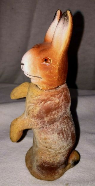 ANTIQUE PAPER MACHE BUNNY RABBIT CANDY CONTAINER - EASTER - GLASS EYES - GERMANY 2