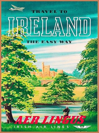 Travel To Ireland The Easy Way Vintage Travel Advertisement Art Poster Print