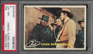 Psa 8 1958 Topps Zorro 24 Diego Meets " Zorro "