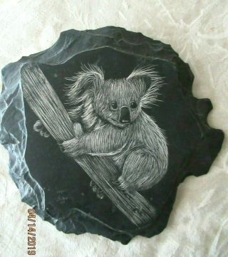 Vintage Slate Art Of Koala Bear - Aboriginal Artwork?