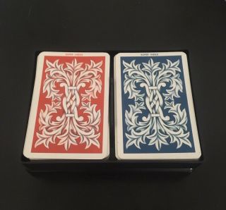 Vintage Kem Plastic Playing Cards 2 Decks Kent Blue & Red