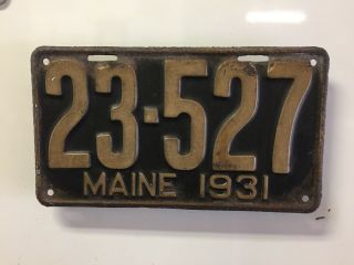 1931 Vintage Maine License Plate
