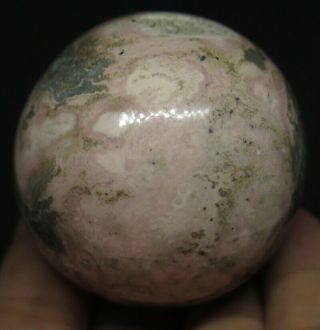 49mm 6.  8OZ NATURAL Pink Rhodochrosite Hematite Crystal Sphere Ball 3