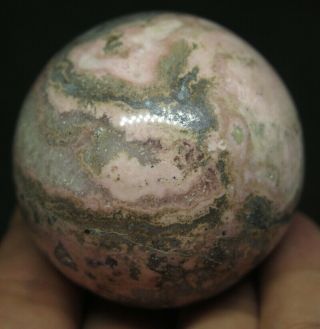 49mm 6.  8OZ NATURAL Pink Rhodochrosite Hematite Crystal Sphere Ball 6