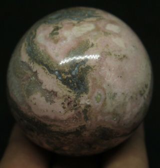 49mm 6.  8OZ NATURAL Pink Rhodochrosite Hematite Crystal Sphere Ball 8