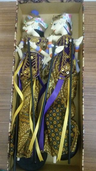 Purple Wayang Golek Indonesian Rod Puppet Ramayana Rama Shinta 14.  5 Inch
