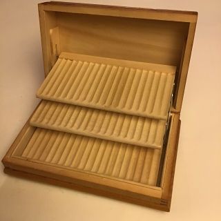 Vintage Wooden Cigarette Dispenser Box Holder 3 Trays Of 20